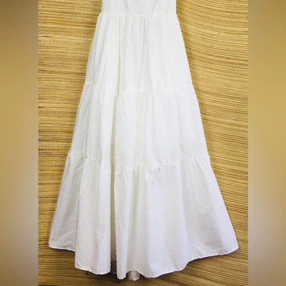 NEW O.P.T. / Tuckernuck 100% Cotton Tied Open Back Swiss Dot Maxi Dress White L - Picture 9 of 13